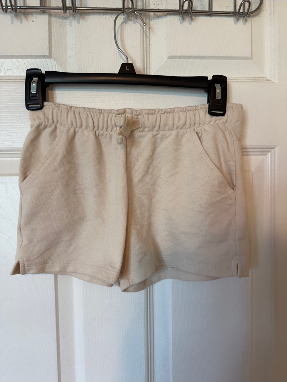 Cat & Jack Girls Size 8 Beige Solid Knit Shorts Drawstring Elastic Waist Pockets